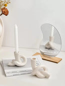 Decorative Ceramic Candlestick Holder - Modern Candle Holder for Table Decor, Weddings & Christmas
