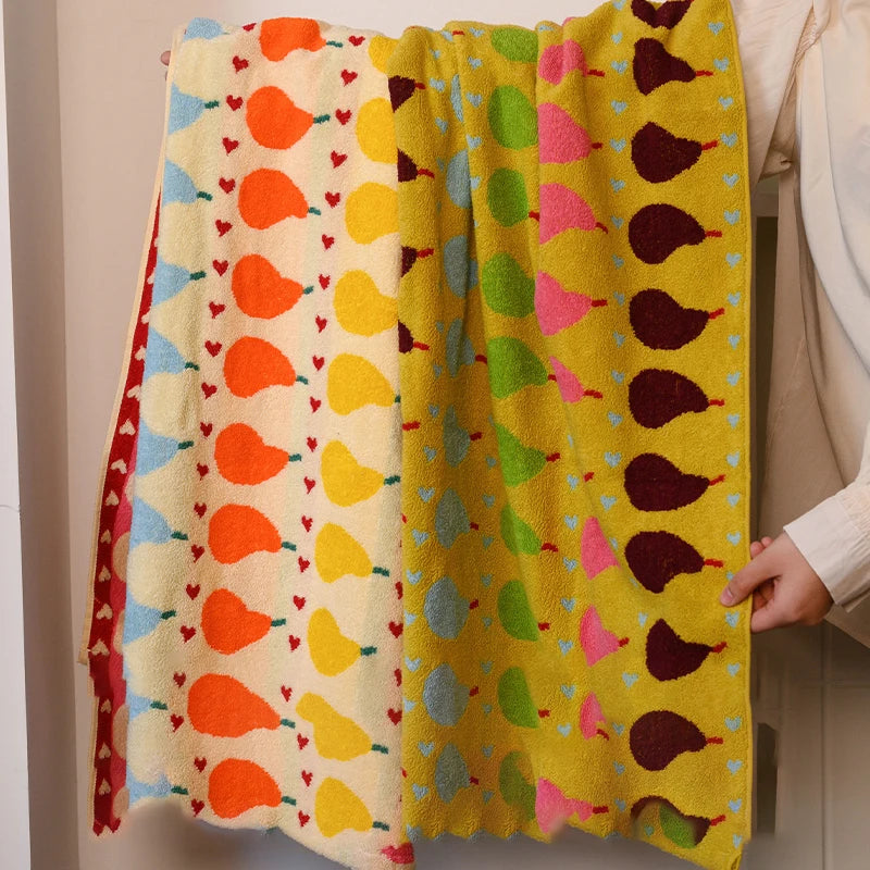 Cute Colourful Pears Pattern Cotton Towel - Soft, Absorbent Bath, Face and Hand Towel