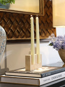 Minimalist Travertine Candlestick | Stone Taper Candle Holder