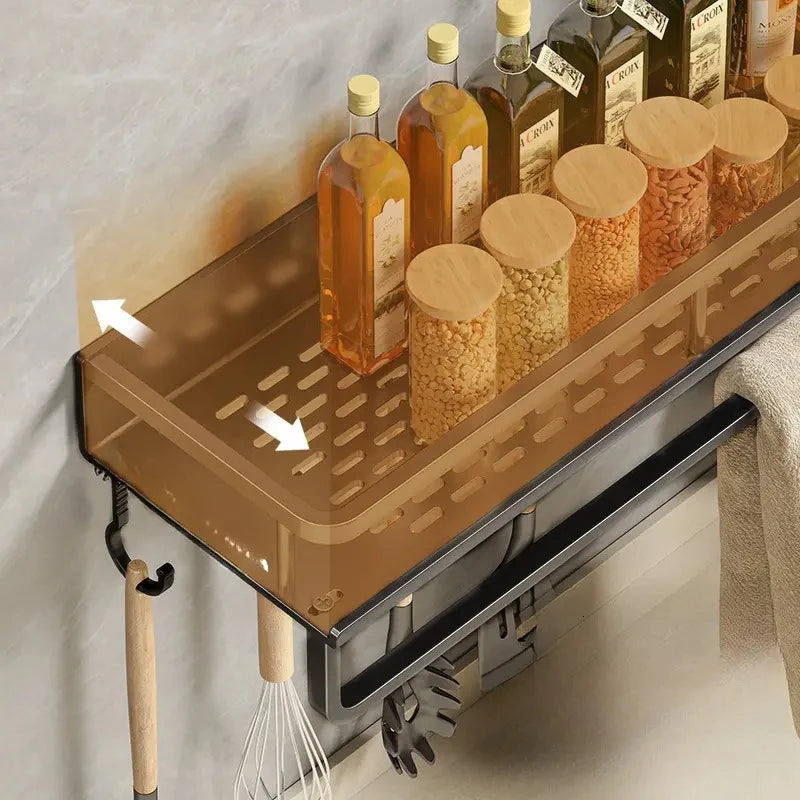 Wall-Mounted Kitchen or Bathroom Rack Shelf with Storage & Hook Rod – 30/40/50CM