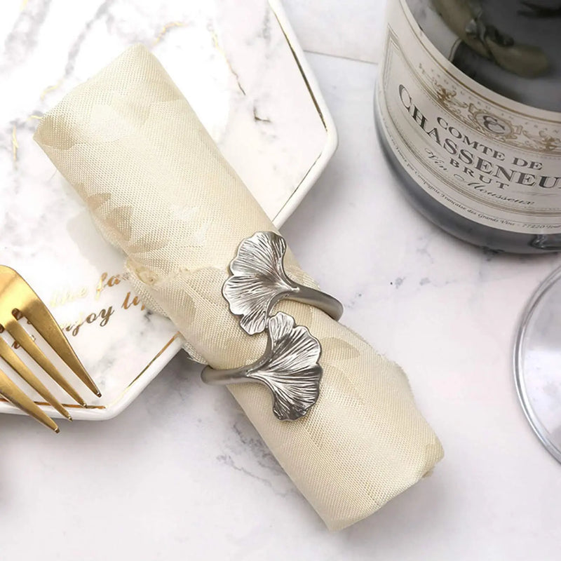 4PCS Leaf Metal Napkin Rings – Rose Gold, Silver, Gold Napkin Buckles for Weddings and Home Décor