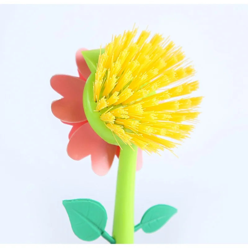Vase Shape Flower Kitchen Scrubbing Brush – Long Handle Decorative Kitchen Brush