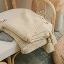 Super Soft Knit Blanket with Tassels | Cosy Throw for Bed, Sofa, Travel & Home