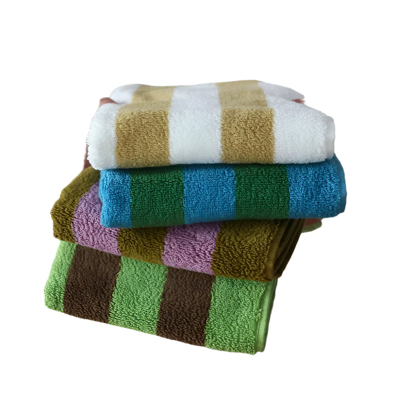 Striped Pure Cotton Face & Bath Towel – 100% Cotton and Absorbent Retro Design