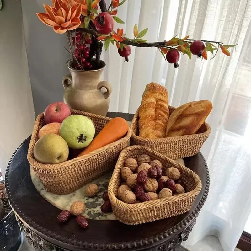Handwoven Rectangular Rattan Wicker Basket – Multi-Purpose Storage Solution for Home Storage