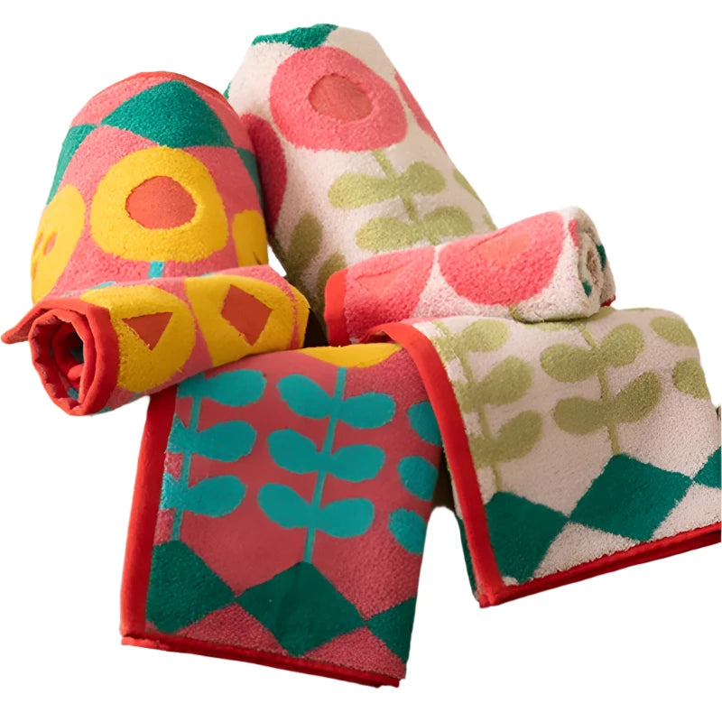 Floral Pattern Cotton Towel Set