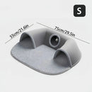 Gray pet play area with dimensions and weight capacity information on a white background