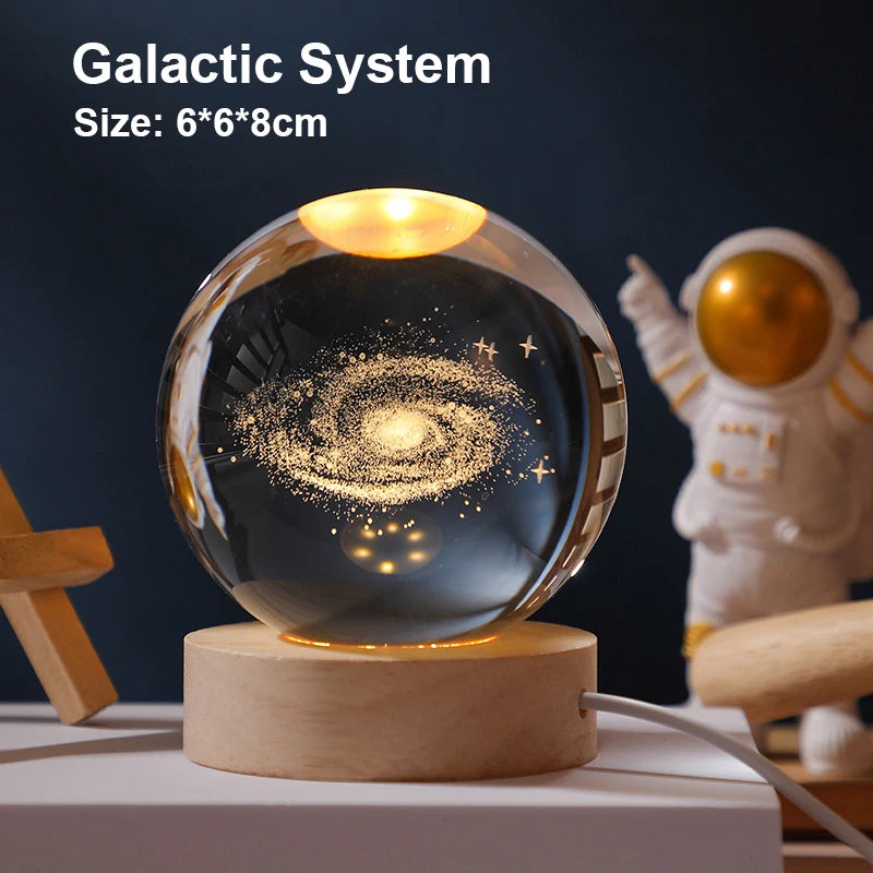 Milky Way Galaxy Crystal Ball LED Night Light | 3D Solar System Bedroom Decor and Gift