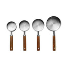 Stylish Measuring 4-Piece Cup and Spoon Sets | Stainless Steel with Wooden Handle in Gold, Black, or Silver