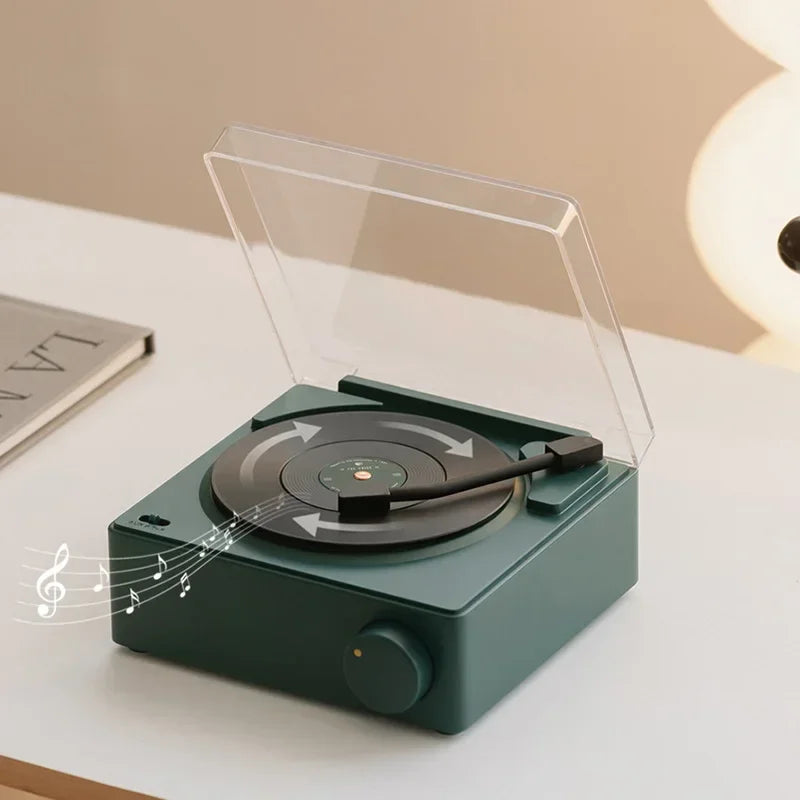 Retro Vinyl Wireless Bluetooth Speaker with Alarm Clock – Portable High-Quality Smart Stereo