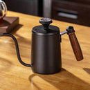 Stainless Steel Gooseneck Drip Coffee Pot with Wooden Handle and Thermometer