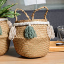 Tassel Pendant Seagrass Woven Storage Basket