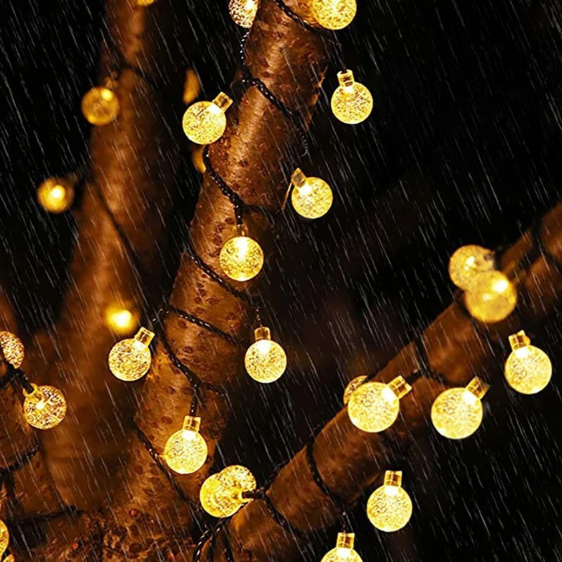 50 or 100 Crackle Effect Ball String Lights | Solar, Outdoor, Waterproof
