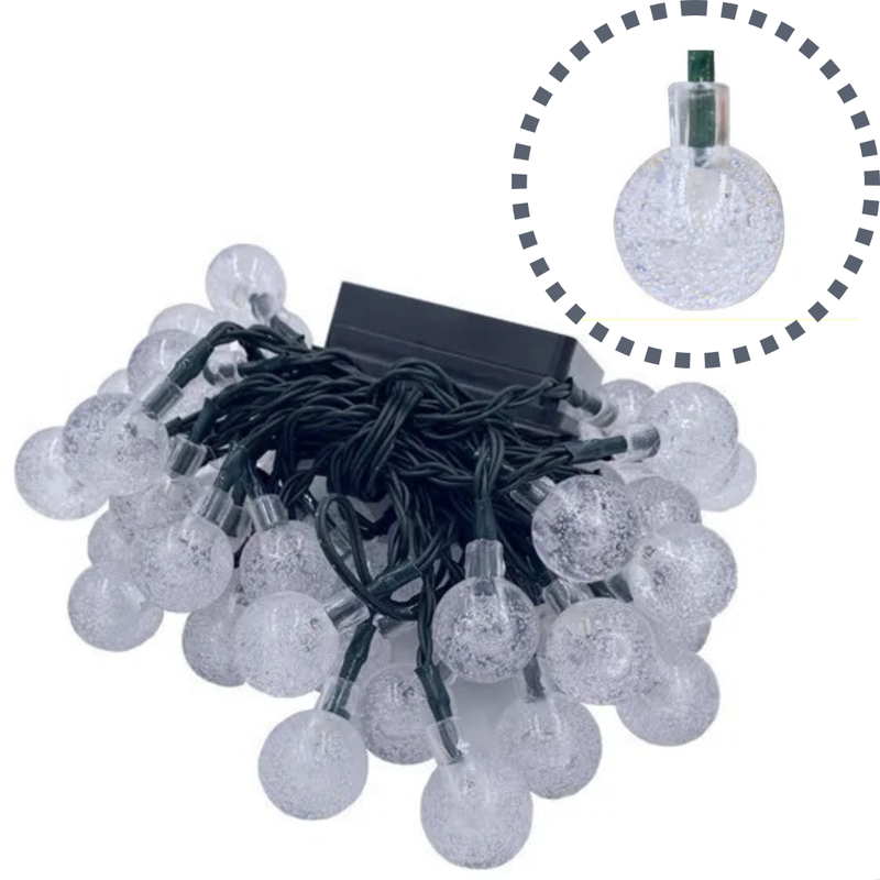 50 or 100 Crackle Effect Ball String Lights | Solar, Outdoor, Waterproof