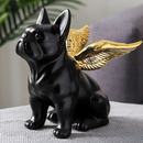 Black and Gold Ceramic Bulldog Statue – Modern Resin Dog Decor for Living Room or Office