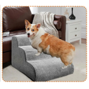 Stylish Grey High-Density Foam Pet Steps with Durable Non-Slip Waterproof Fabric Cover | Protect Your Pets' Joints with Dog Stairs for the Bed, Sofa, RV.