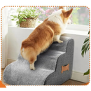 Stylish Grey High-Density Foam Pet Steps with Durable Non-Slip Waterproof Fabric Cover | Protect Your Pets' Joints with Dog Stairs for the Bed, Sofa, RV.