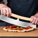 Stainless Steel Pizza Cutter with Wooden Handle + Protective Cover