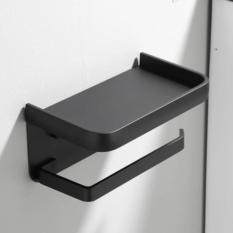 Wall-Mounted Dual Toilet Paper Roll Holder and Storage Tray | Organiser and Phone Stand