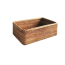 Handwoven Rectangular Rattan Wicker Basket