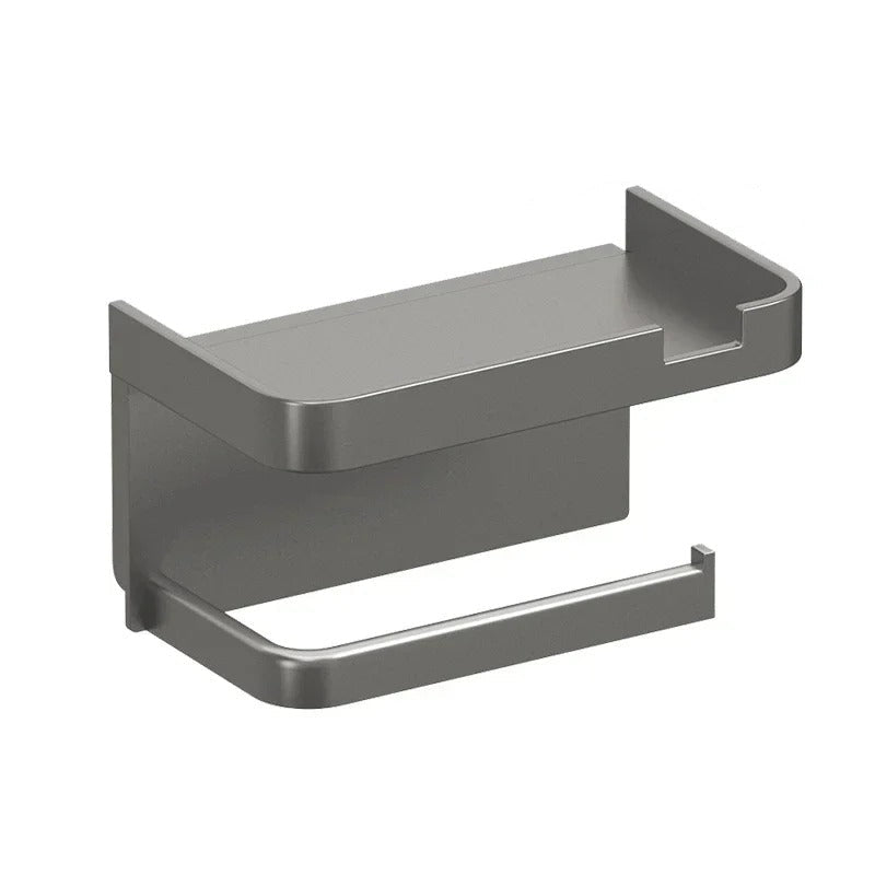 Wall-Mounted Dual Toilet Paper Roll Holder and Storage Tray | Organiser and Phone Stand